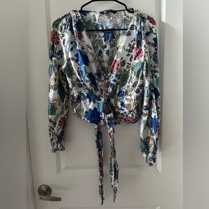 Zara Floral Wrap Blouse - Multicolor